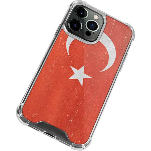 Turkish Flag Distressed iPhone 15 Pro Clear Case
